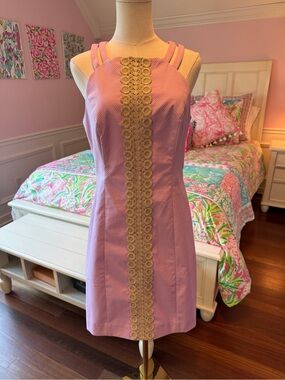 NWT Lilly Pulitzer Lavender Sleeveless Shift Dress with Gold Trim